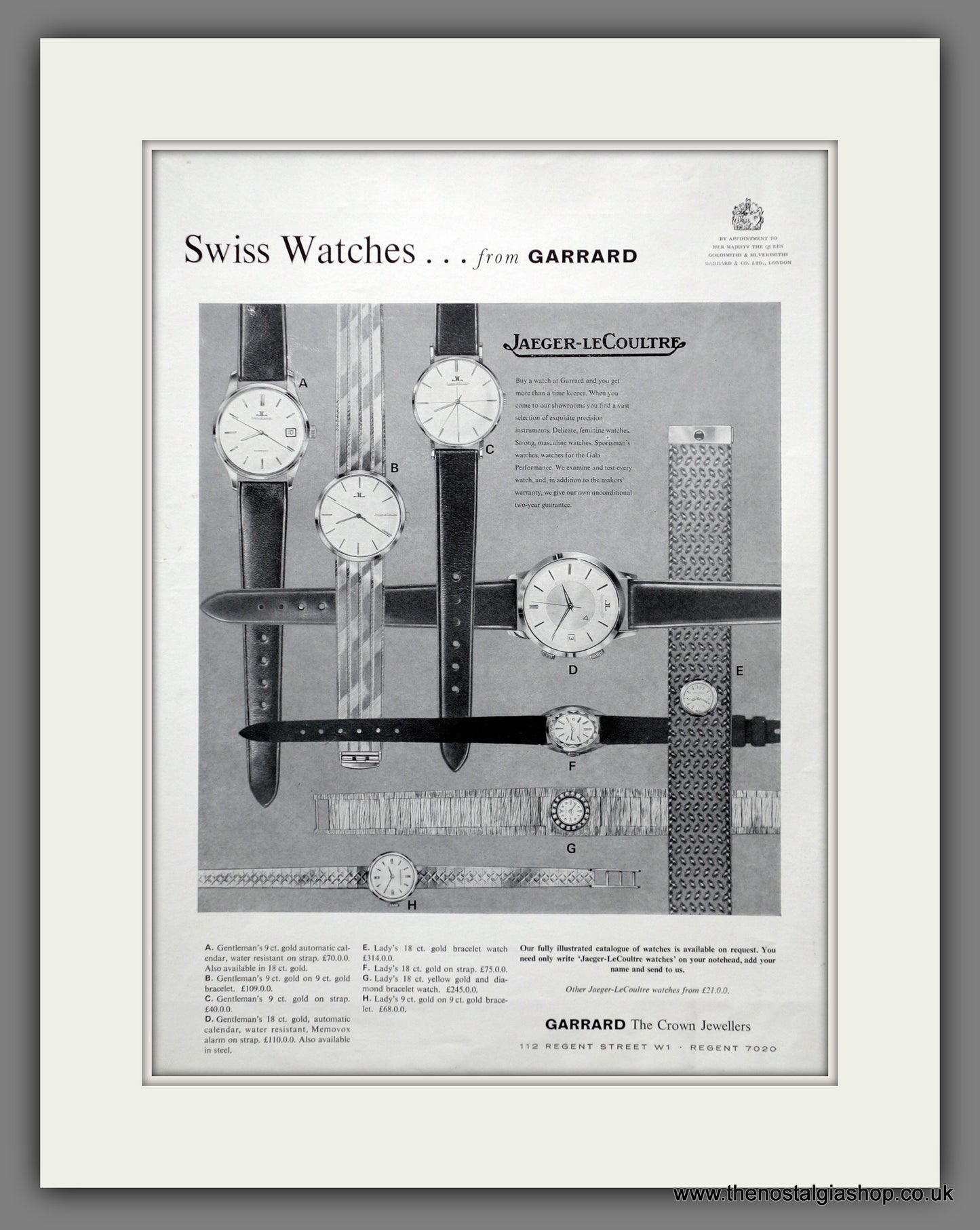 Jaeger-Le-Coultre Watches.  Original Advert 1965 (ref AD301275)