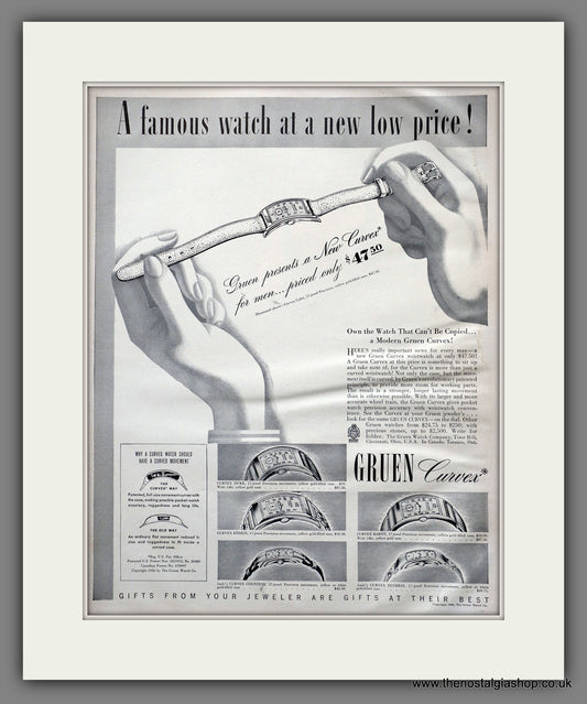 Gruen Curvex Ladies Watches. Large Original Advert 1939 (ref AD301297)