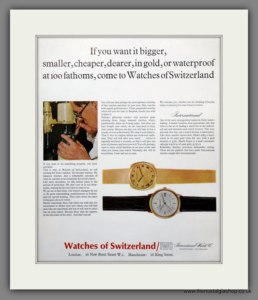 Watches of Switzerland. Large Original Advert 1967 (ref AD301334)