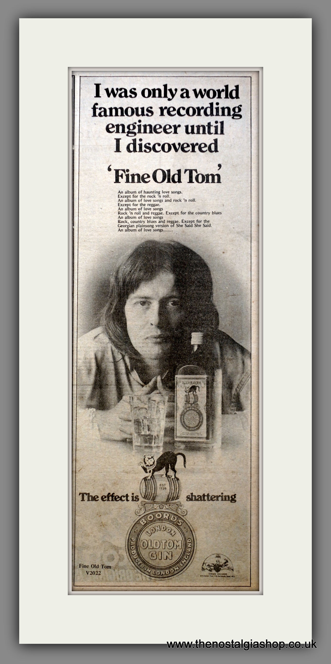 Fine Old Tom. Original Advert 1975 (ref AD200504)