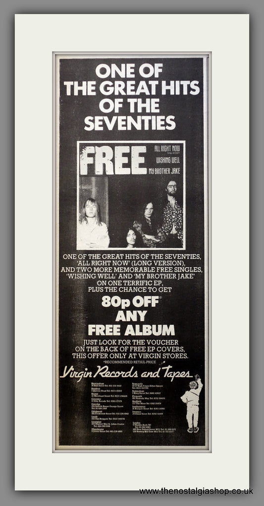 Free Greatest Hits. Original Advert 1978 (ref AD200505)