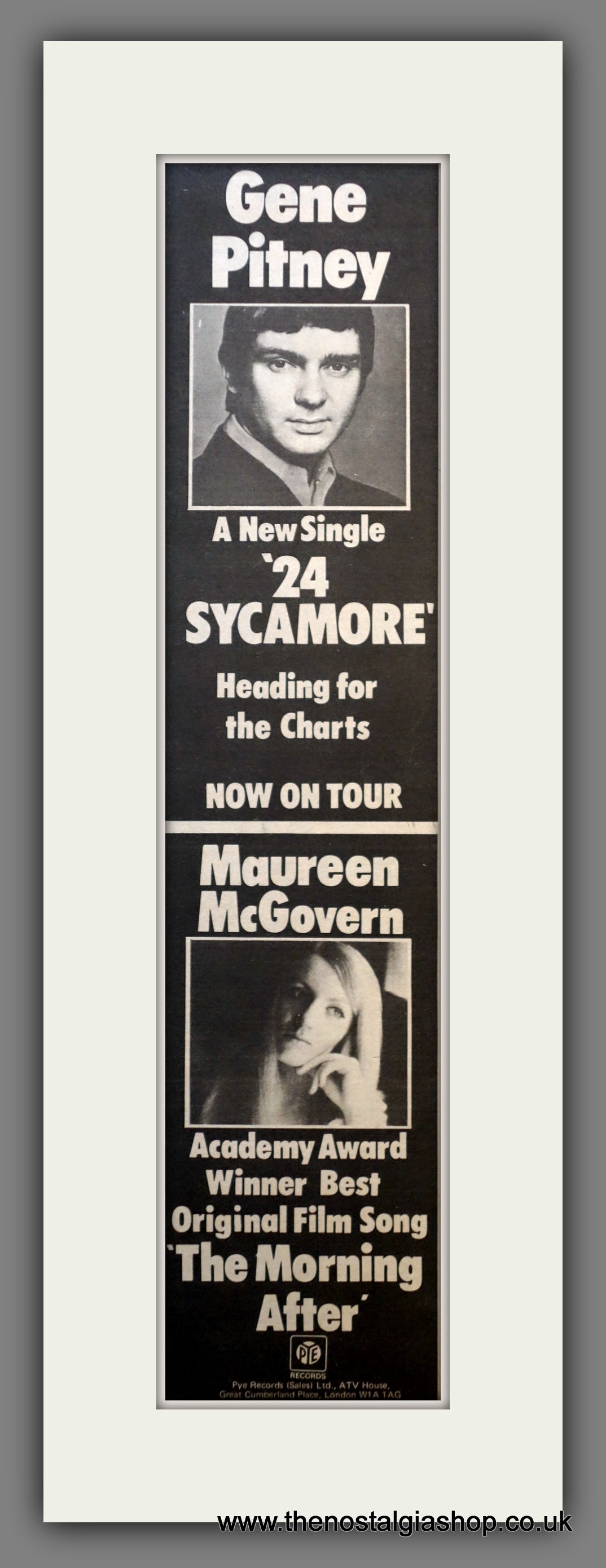 Gene Pitney 24 Sycamore & Maureen McGovern. Original Advert 1973 (ref AD200532)