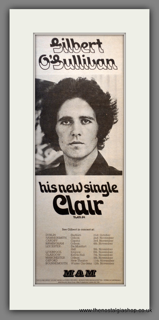 Gilbert O'Sullivan Clair.  Original Advert 1972 (ref AD200537)