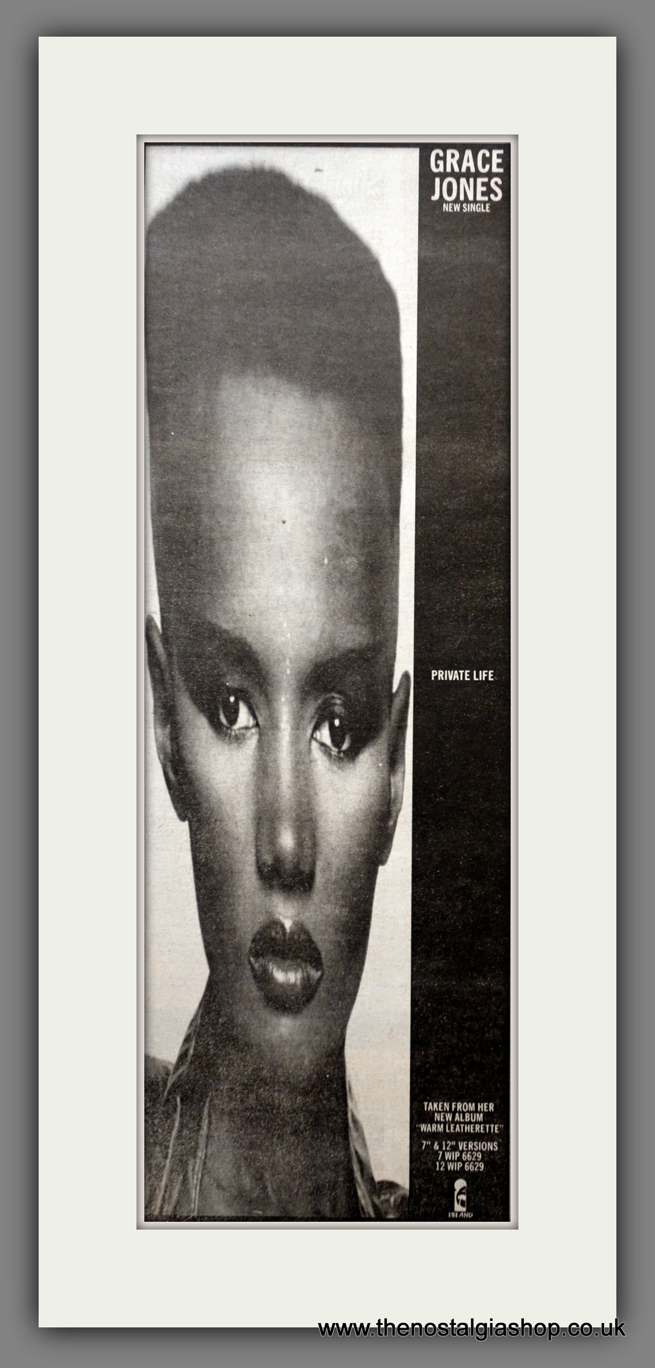 Grace Jones Private Life.  Original Advert 1980 (ref AD200543)