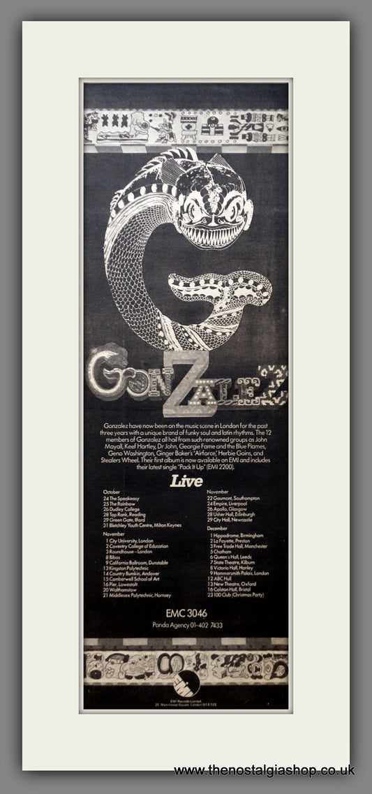 Gonzalez Live.  Original Advert 1974 (ref AD200552)