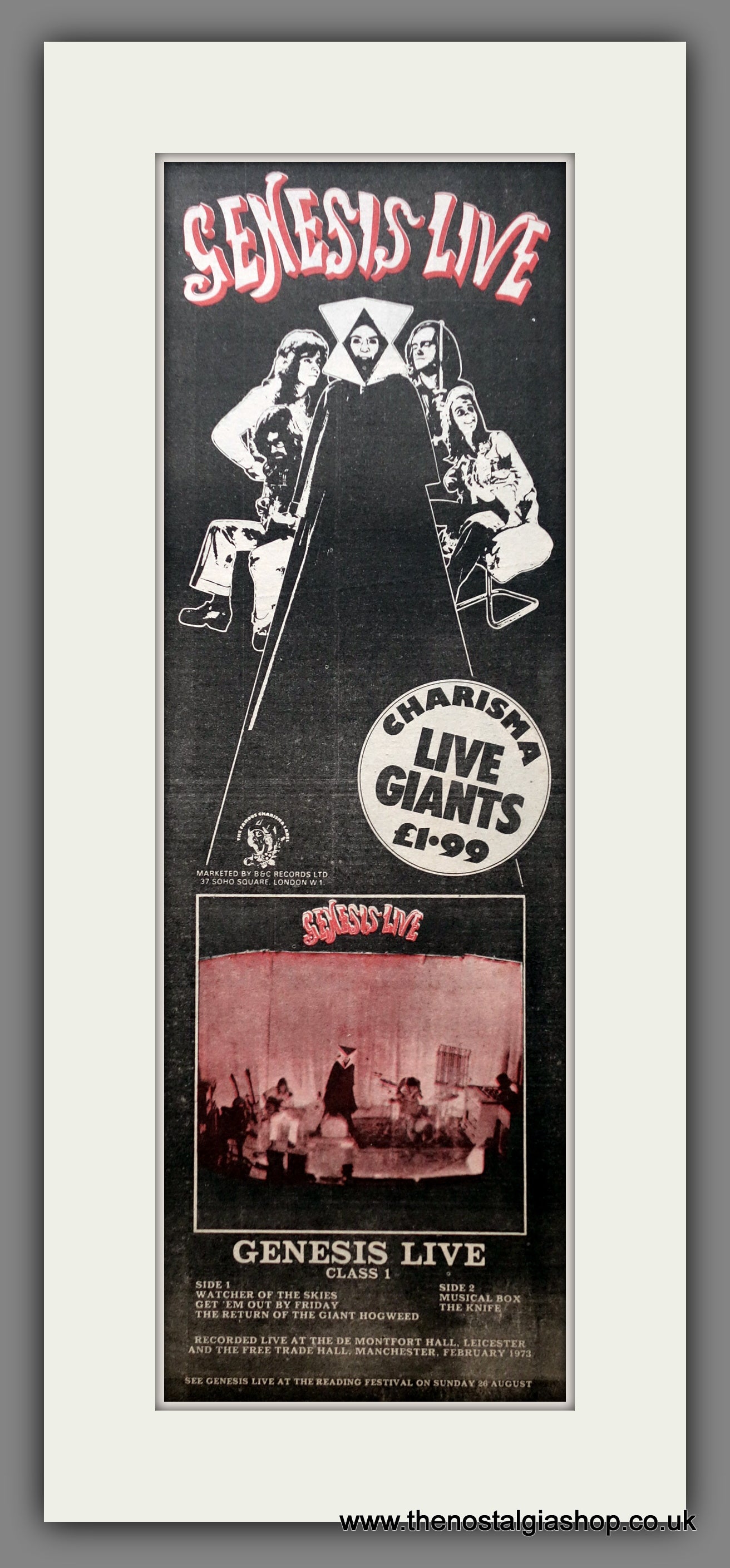 Genesis Live.  Original Advert 1973 (ref AD200559)