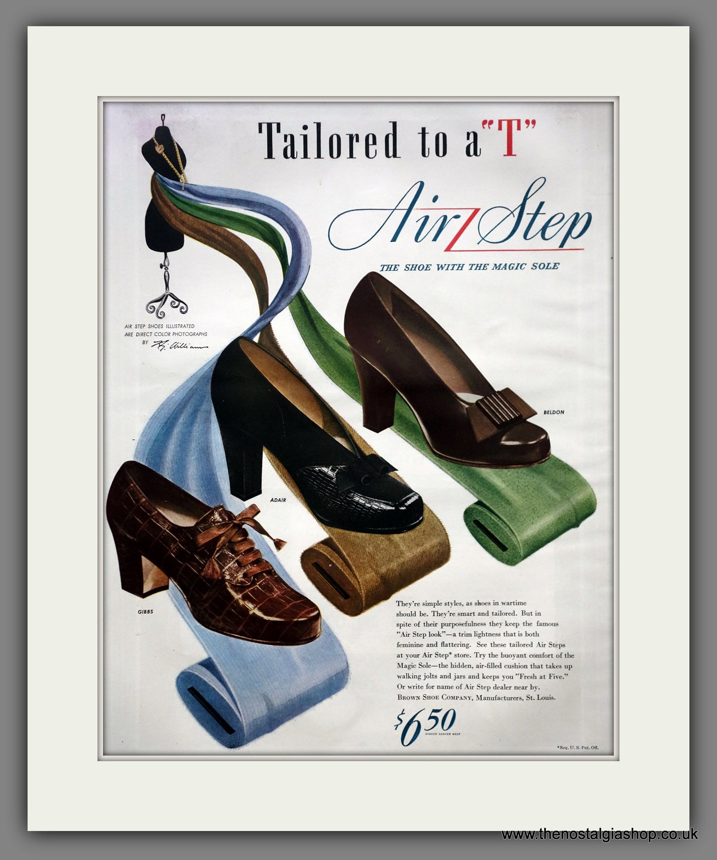 Air Step Shoes. Original American Advert 1943 (ref AD301117)