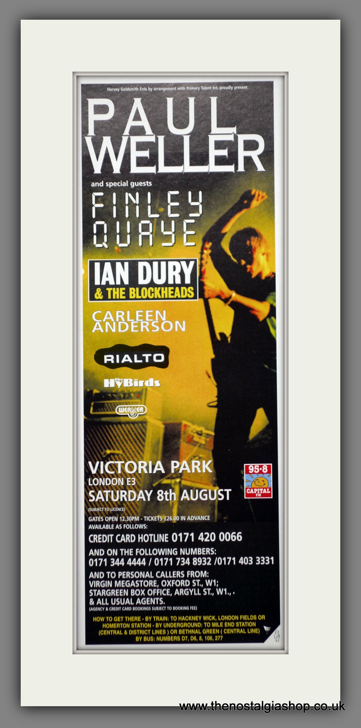 Paul Weller at Victoria Park. 1998 Original Advert (ref AD400113)