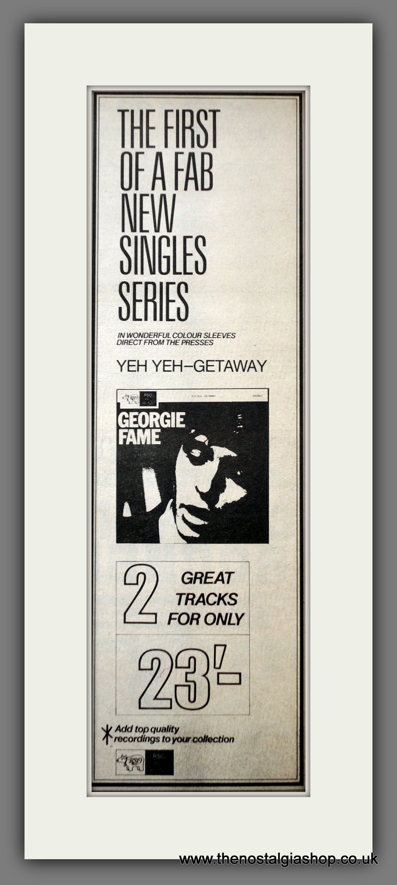 Georgie Fame Yeh Yeh-Getaway.  Original Advert 1980 (ref AD200586)