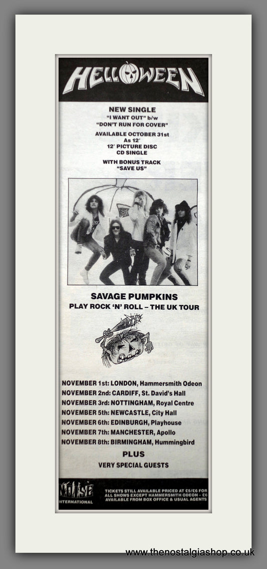 Helloween Savage Pumpkins Tour Dates.  Original Advert 1988 (ref AD200594)