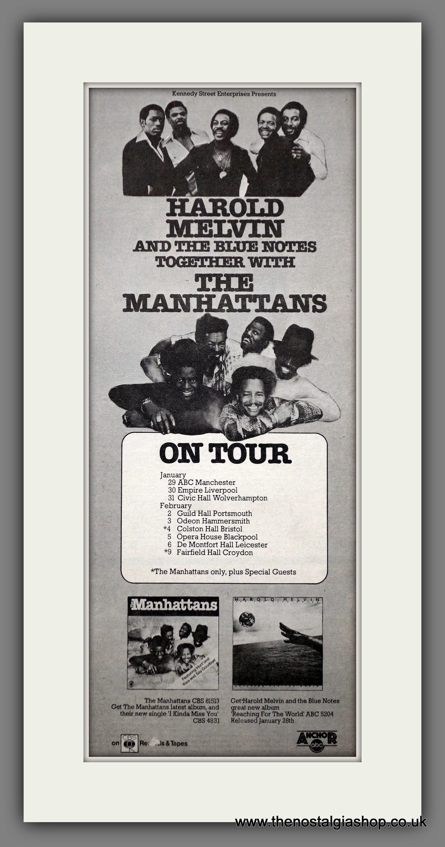 Harold Melvin And The Blue Tones, The Manhattans on Tour.  Original Advert 1977 (ref AD200603)