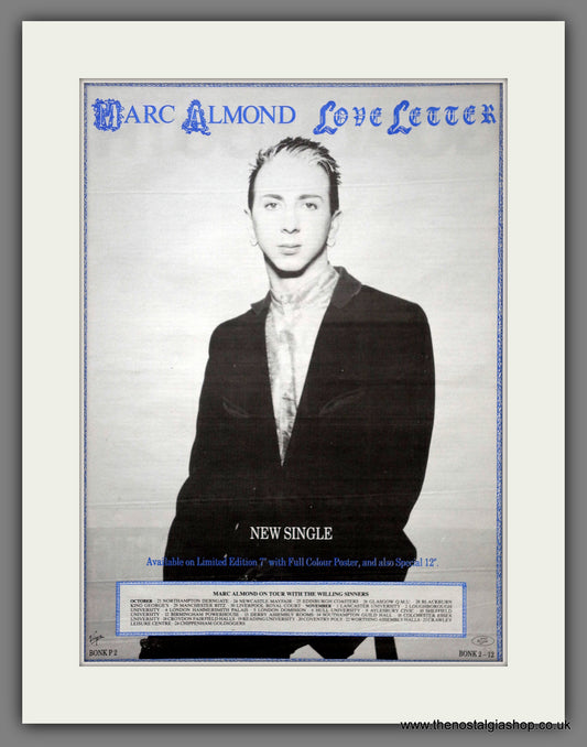 Marc Almond Love Letter. Original Advert 1985 (ref AD15598)