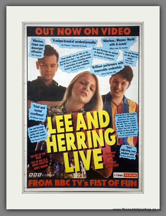 Lee And Herring Live. Original Advert 1995 (ref AD15614)