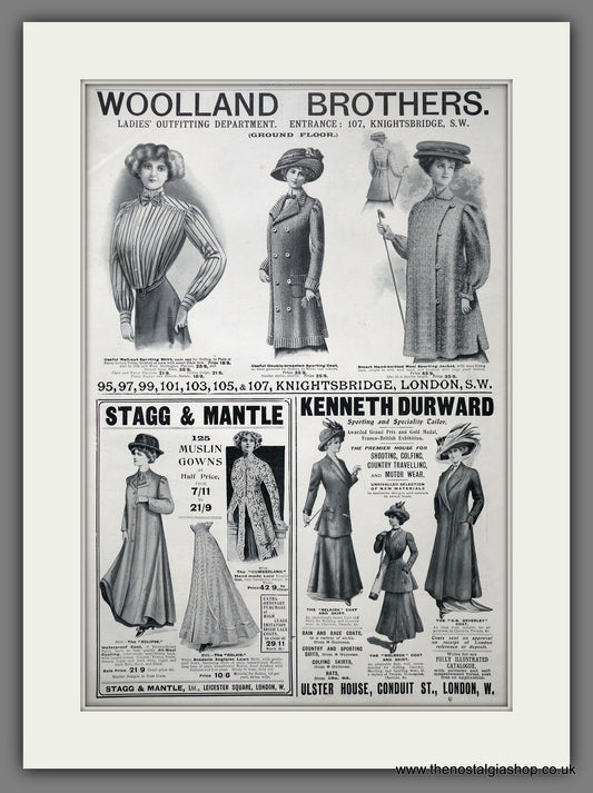 Woolland Brothers Ladies Fashion. Large Original Advert 1909 (ref AD15442)