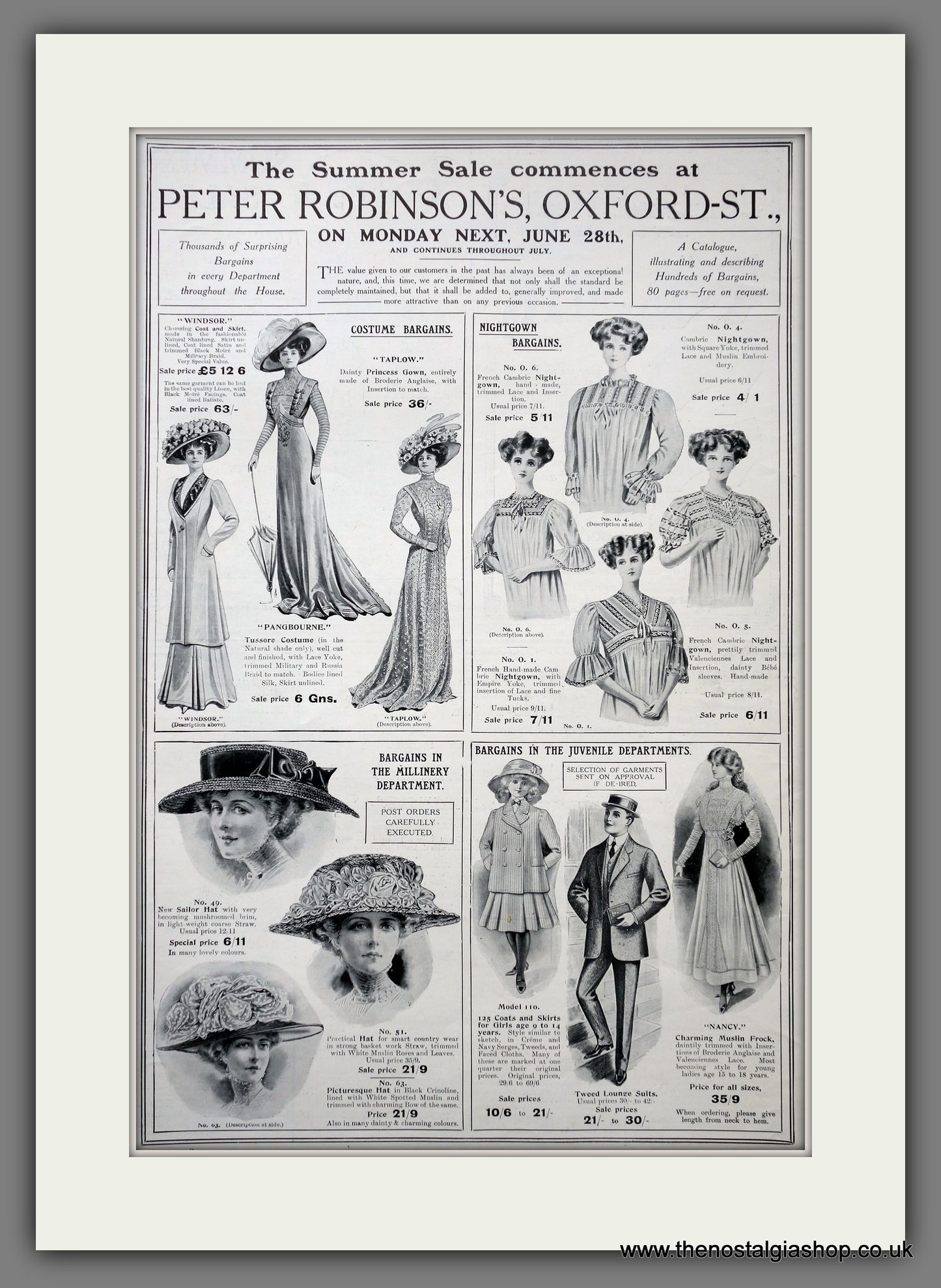 Peter Robinson's Oxford Street Ladies Fashion. Large Original Advert 1909 (ref AD15445)