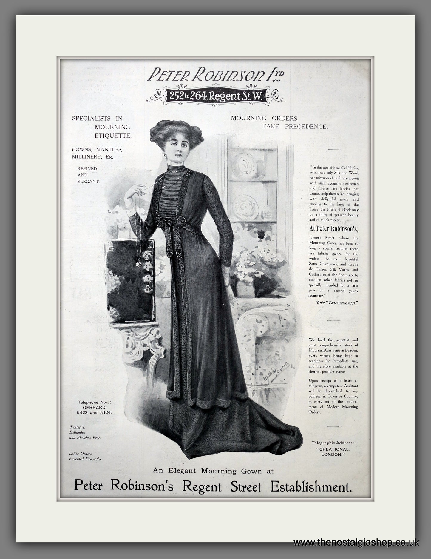 Peter Robinson's Regent Street Ladies Fashion. Large Original Advert 1909 (ref AD15447)