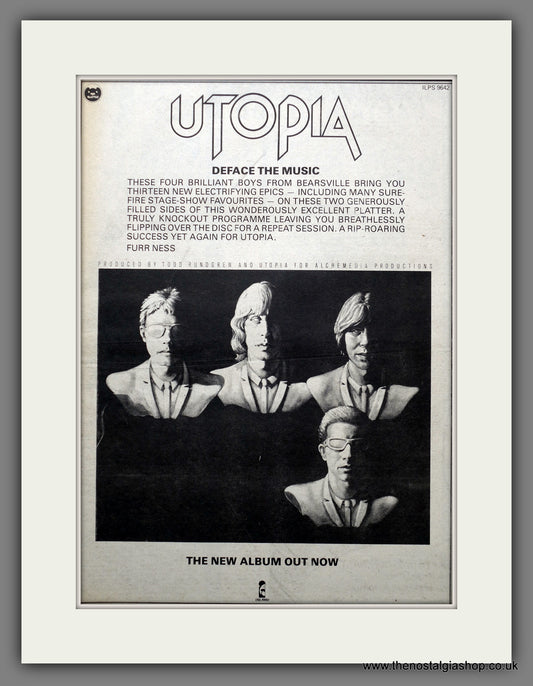 Utopia Deface The Music. Original Advert 19980 (ref AD15461)