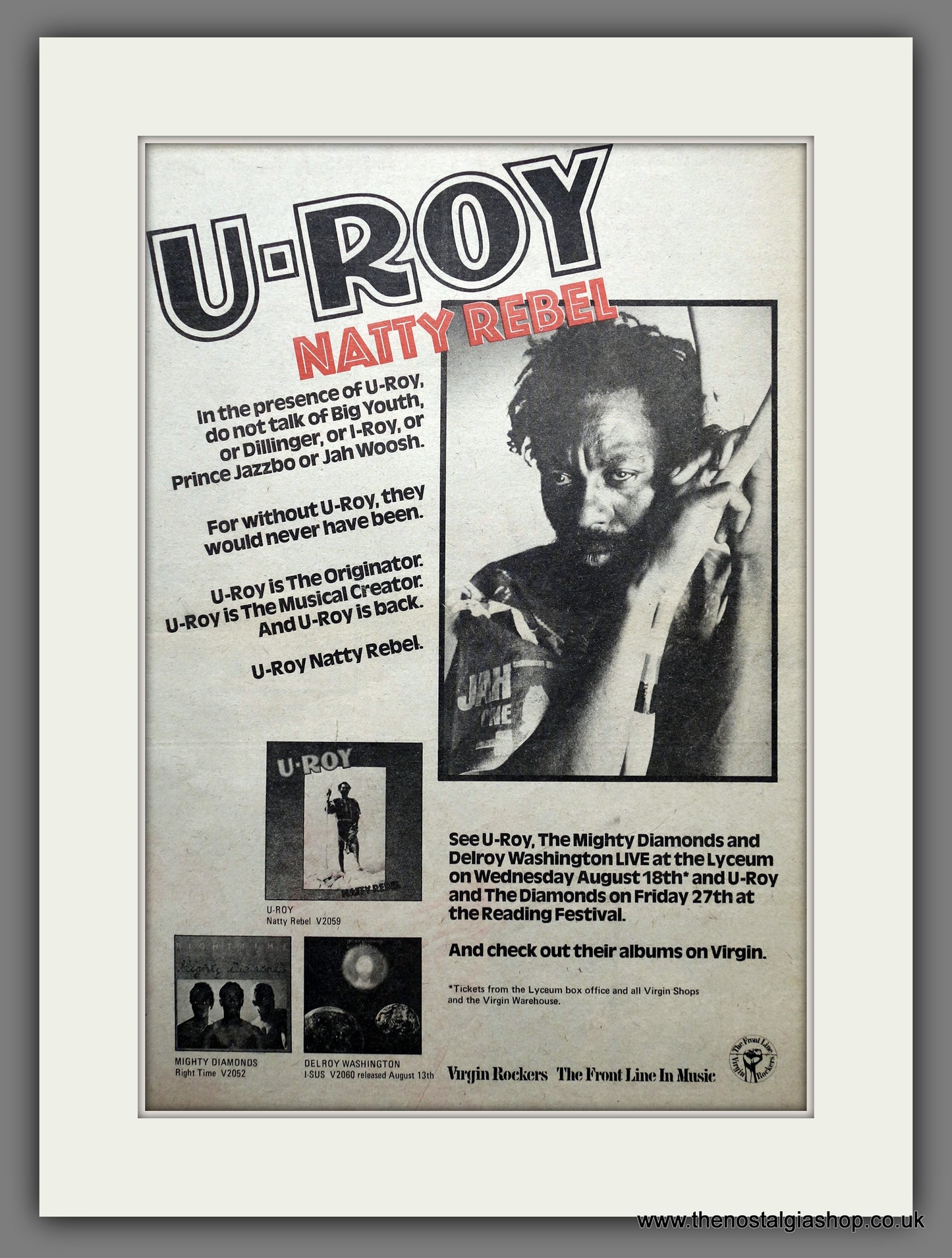 U-Roy Natty Rebel. Original Advert 1976 (ref AD15466)