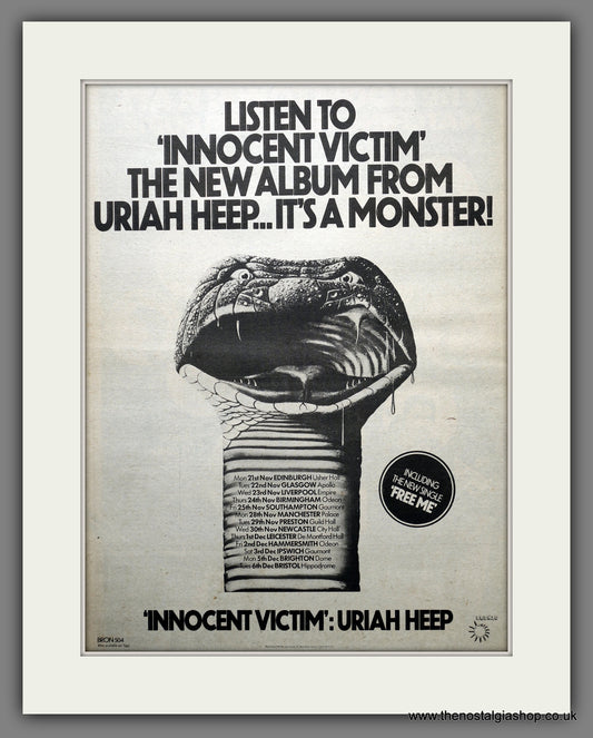 Uriah Heep Innocent Victim. Original Advert 1977 (ref AD15468)