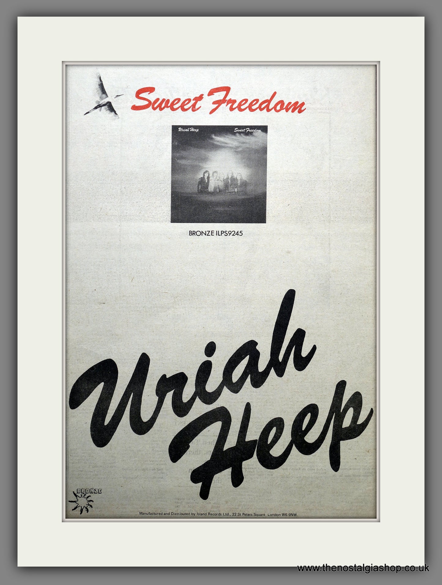 Uriah Heep Sweet Freedom. Original Advert 1973 (ref AD15469)