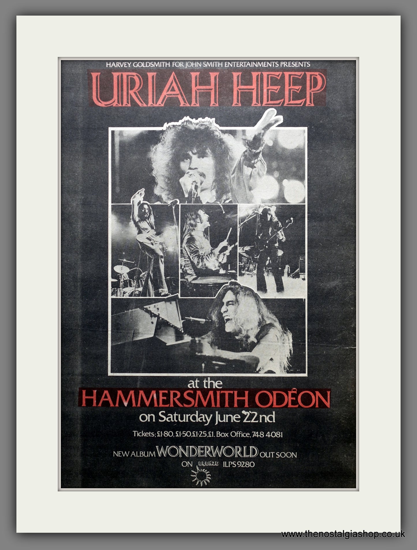 Uriah Heep At Hammersmith Odeon. Original Advert 1974 (ref AD15471)