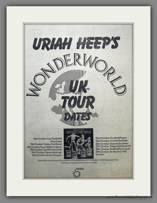 Uriah Heep Wonder World. Original Advert 1974 (ref AD15476)