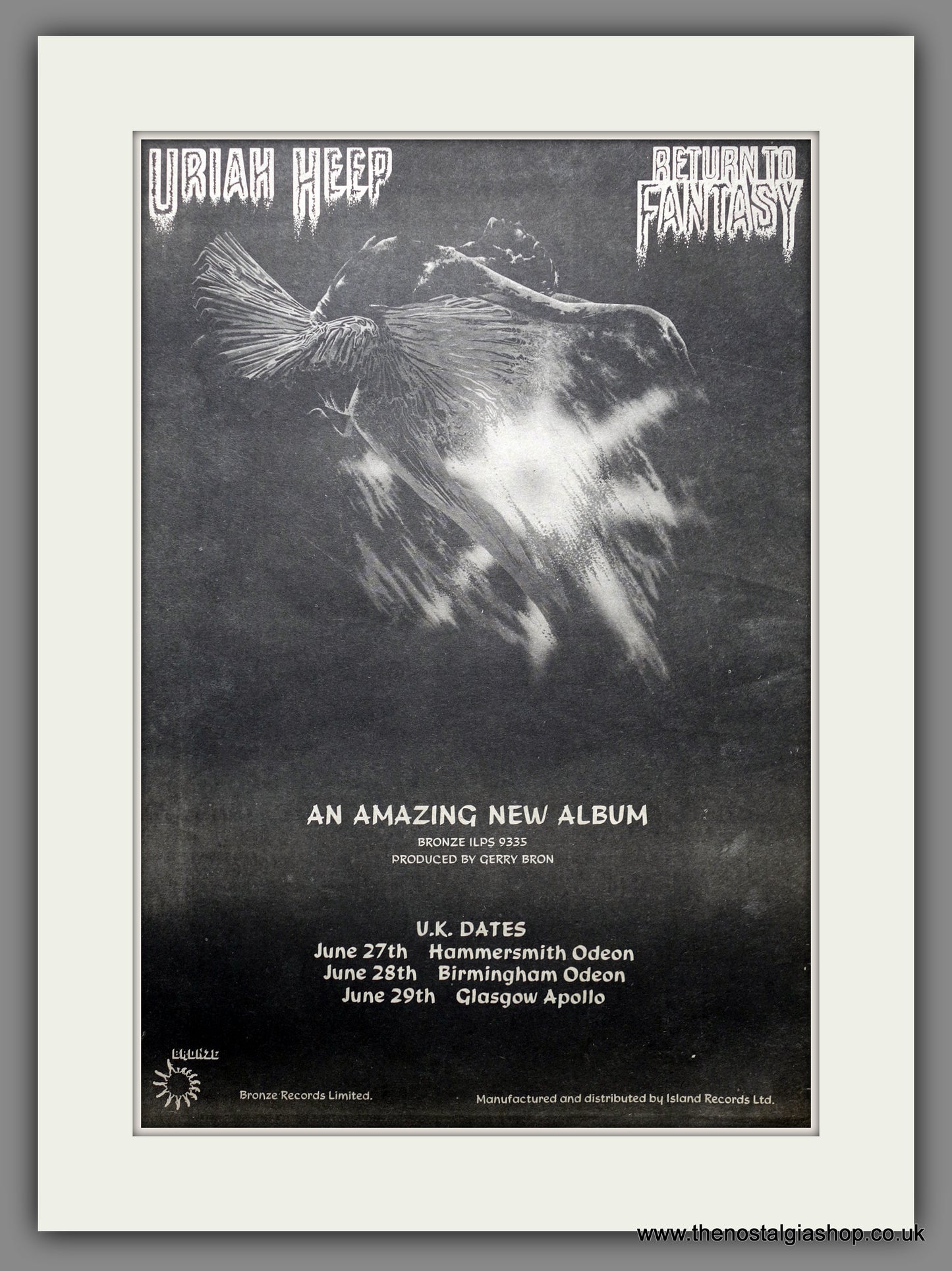 Uriah Heep Return To Fantasy. Original Advert 1975 (ref AD15477)