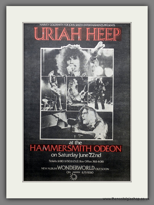 Uriah Heep At Hammersmith Odeon. Original Advert 1974 (ref AD15478)