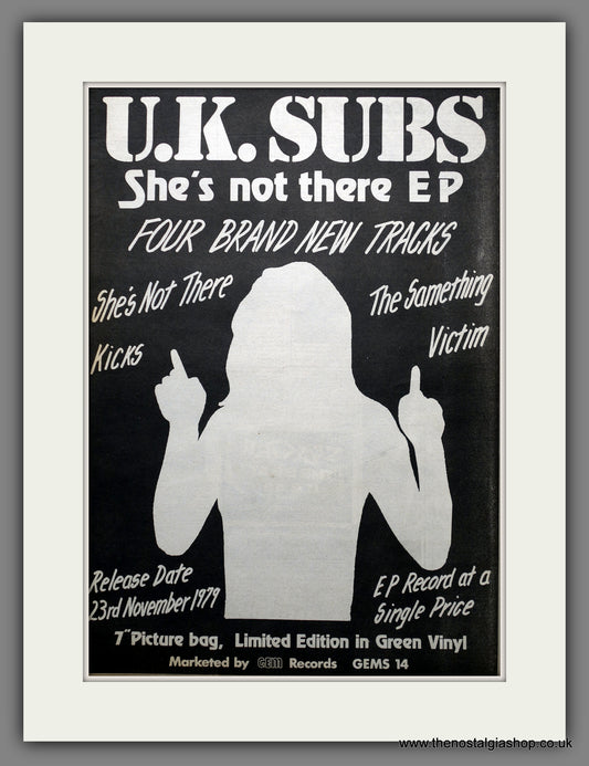 Uk Subs She's Not There. Original Advert 1979 (ref AD15486)