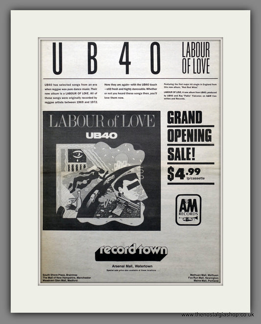 UB40 Labour Of Love. Original Advert 1983 (ref AD15490)