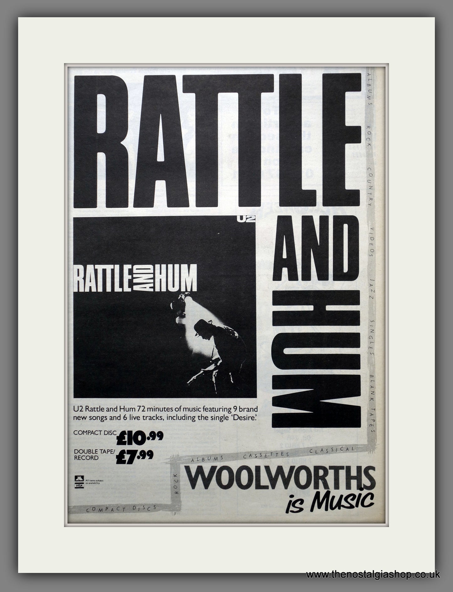 U2 Rattle And Hum. Original Advert 1988 (ref AD15494)