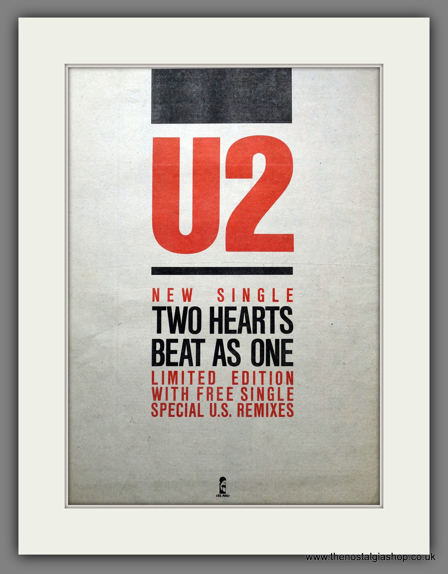 U2 Two Hearts Beat As One. Original Advert 1983 (ref AD15495)