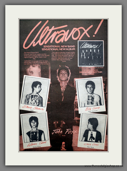 Ultravox  Dangerous Rhythm. Original Advert 1977 (ref AD15509)