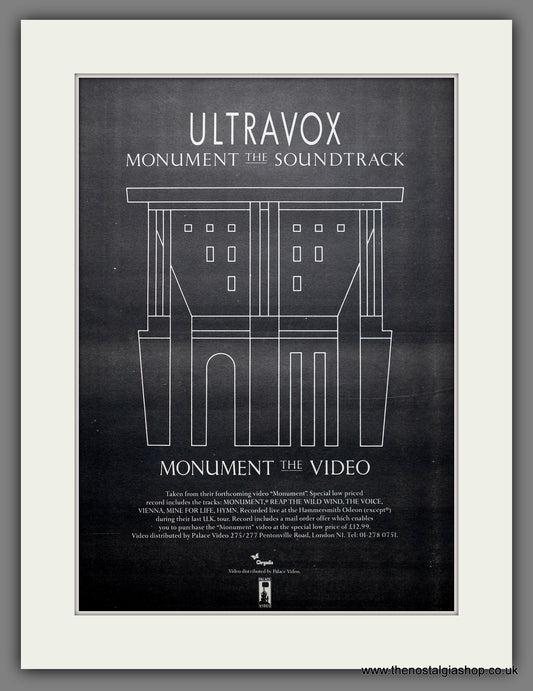 Ultravox  Monument The Soundtrack. Original Advert 1983 (ref AD15511)