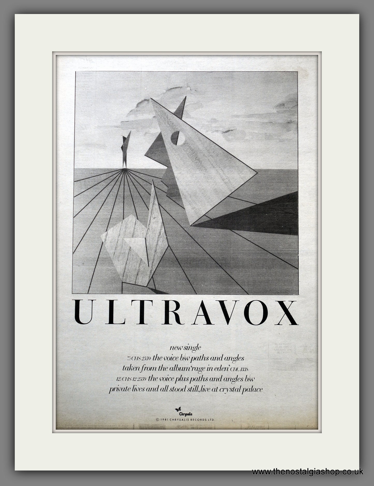 Ultravox  Paths And Angles. Original Advert 1981 (ref AD15516)