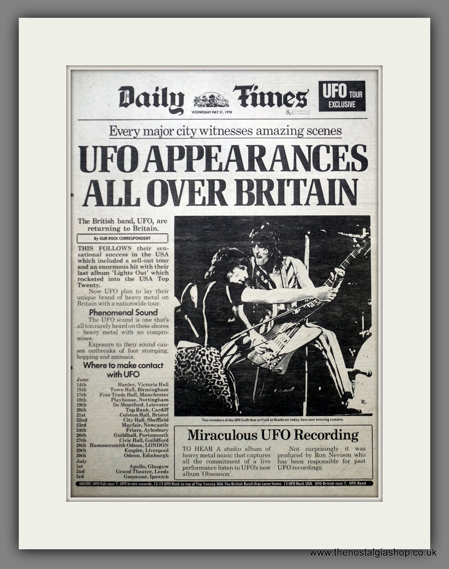 UFO Tour. Original Advert 1978 (ref AD15522)