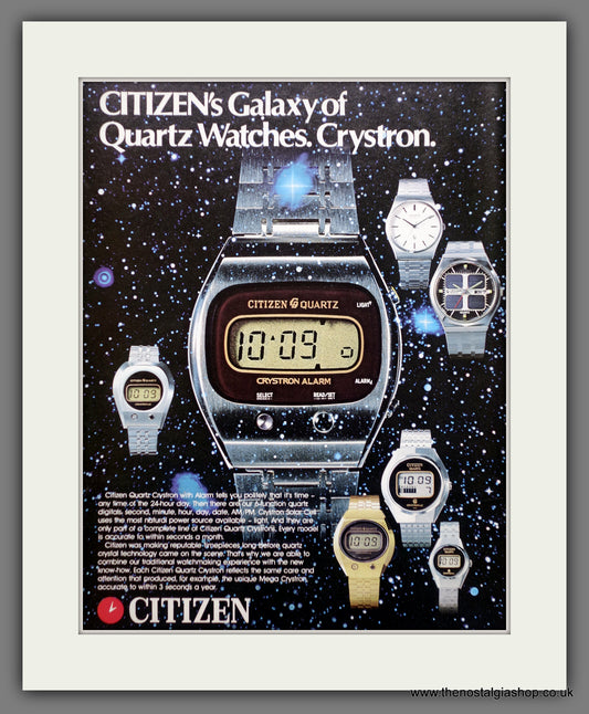 Citizen Quartz Watches Crystron. Original Advert 1976 (ref AD60908)