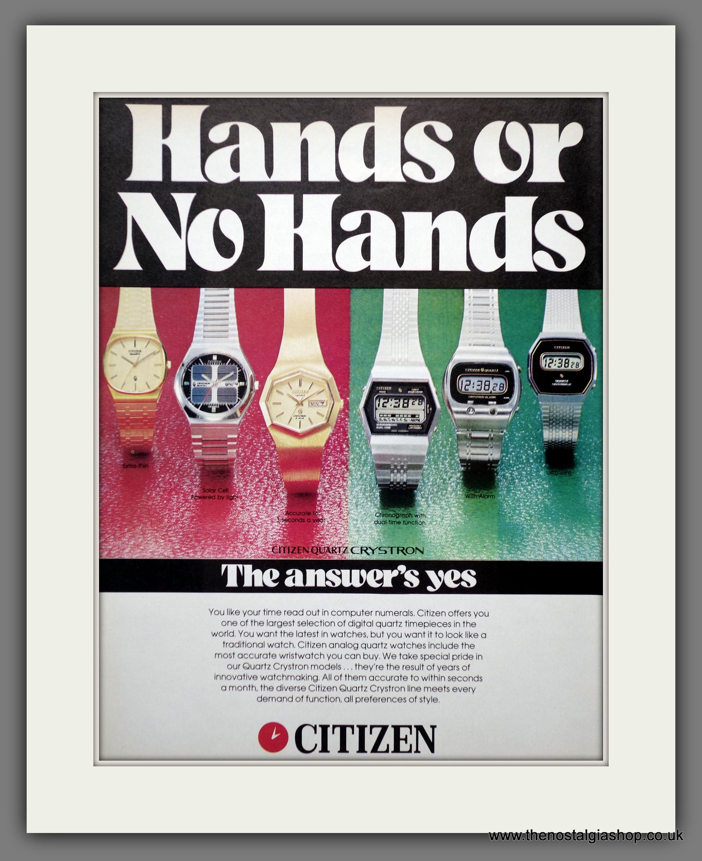 Citizen Quartz Watches. Original Advert 1977 (ref AD60907)