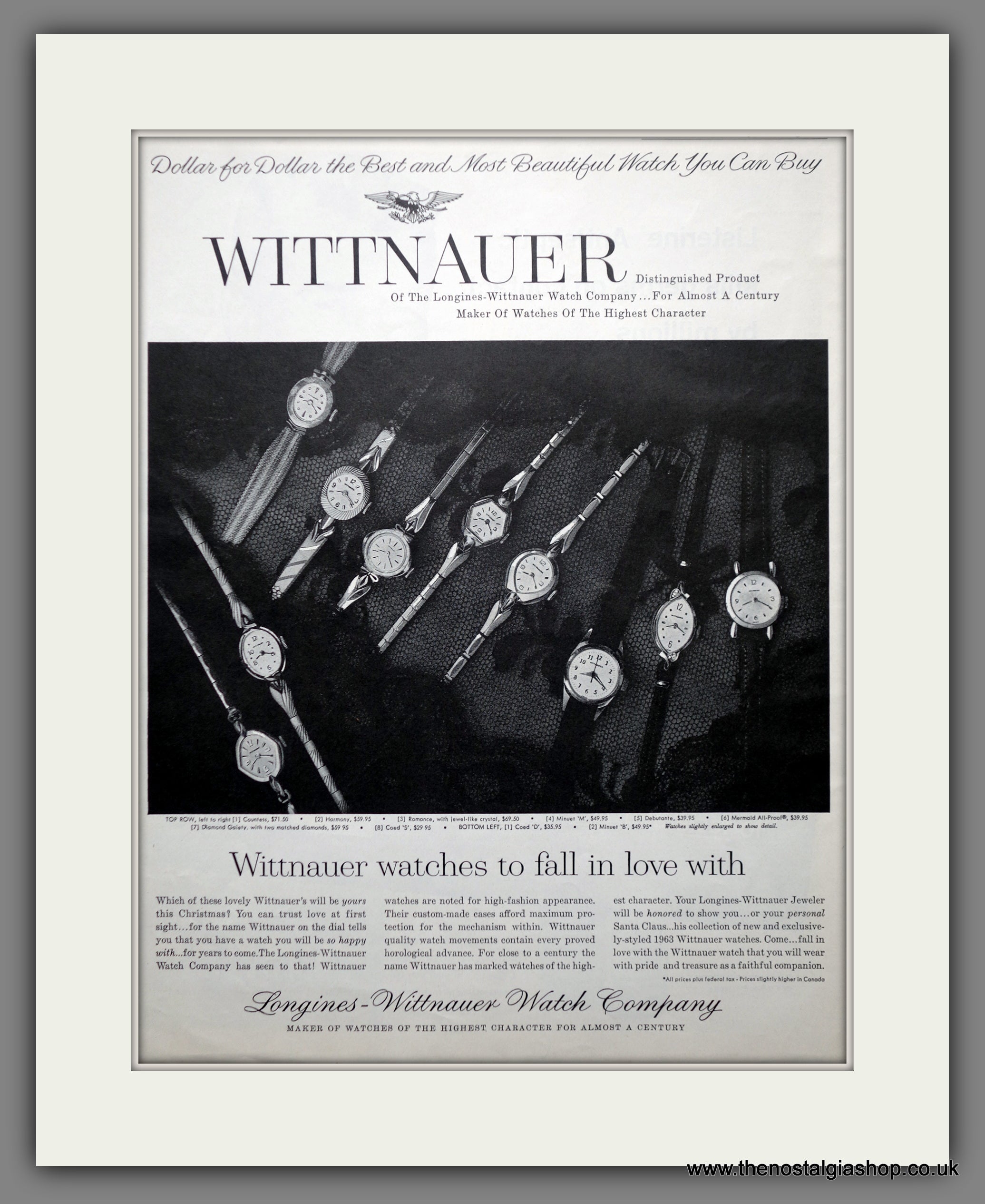 Wittnauer Watches. Original Advert 1962 ref AD301152 The