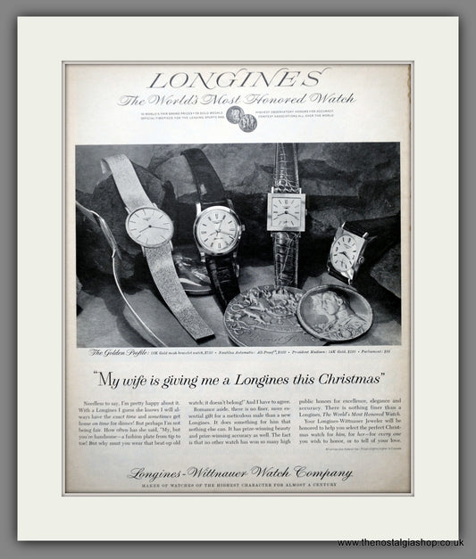 Longines-Wittnauer Watches. Original Advert 1962 (ref AD301153)