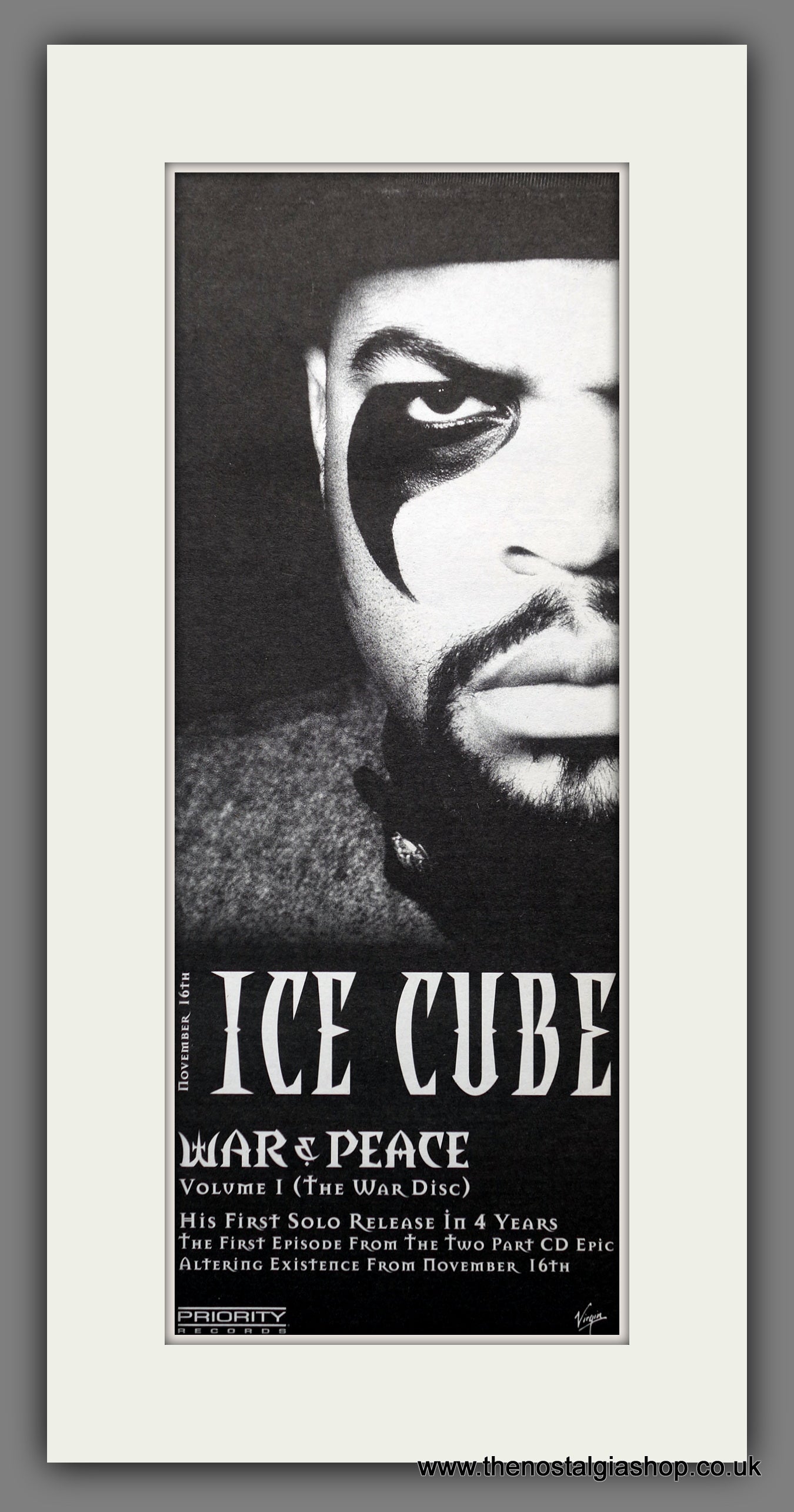 Ice Cube War & Peace Vol 1.  Original Advert 1998 (ref AD200629)