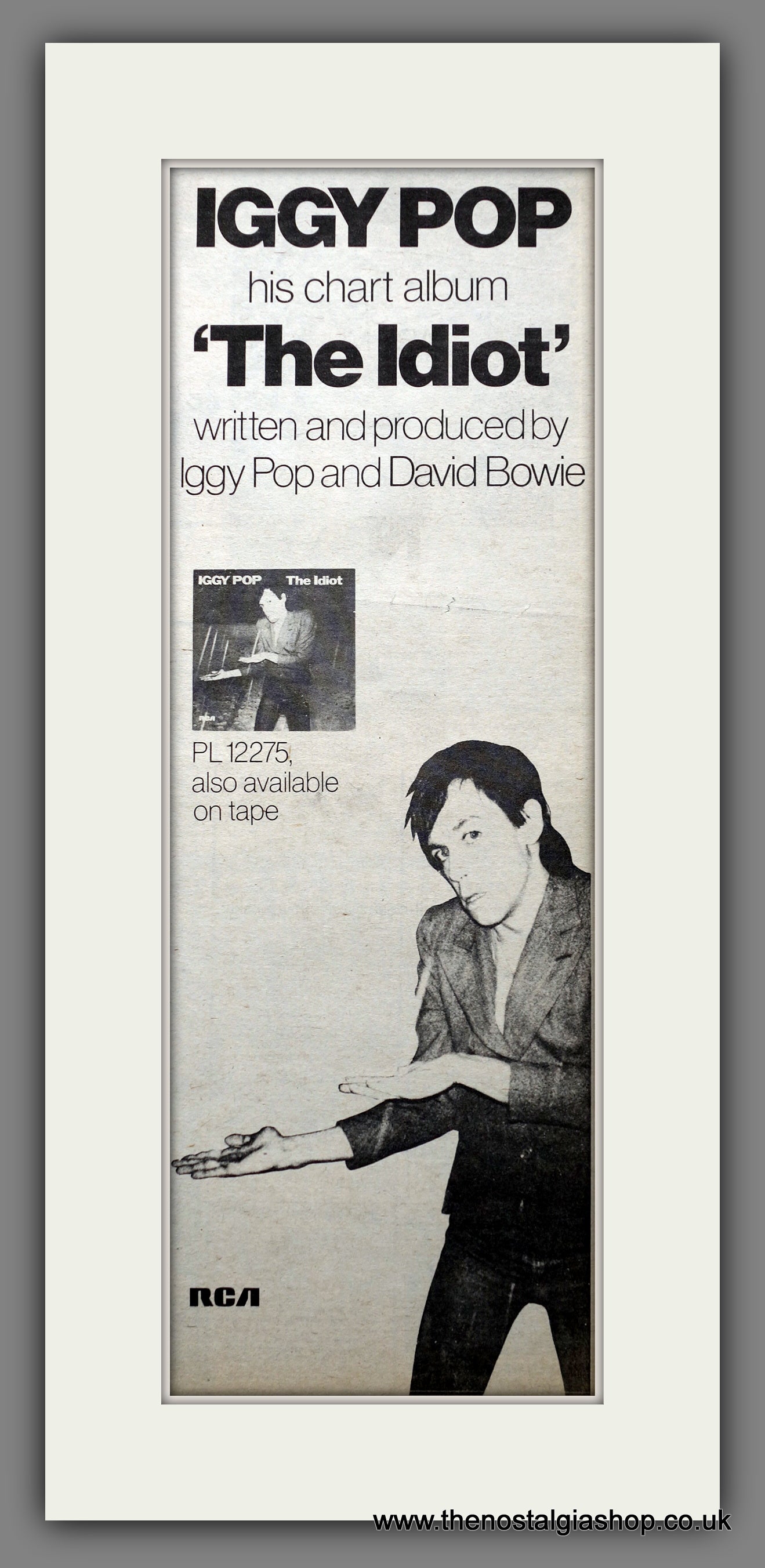 Iggy Pop The Idiot.  Original Advert 1977 (ref AD200635)