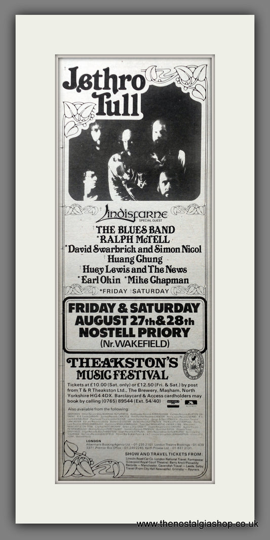 Jethro Tull Theakston's Music Festival.  Original Advert 1982 (ref AD200650)