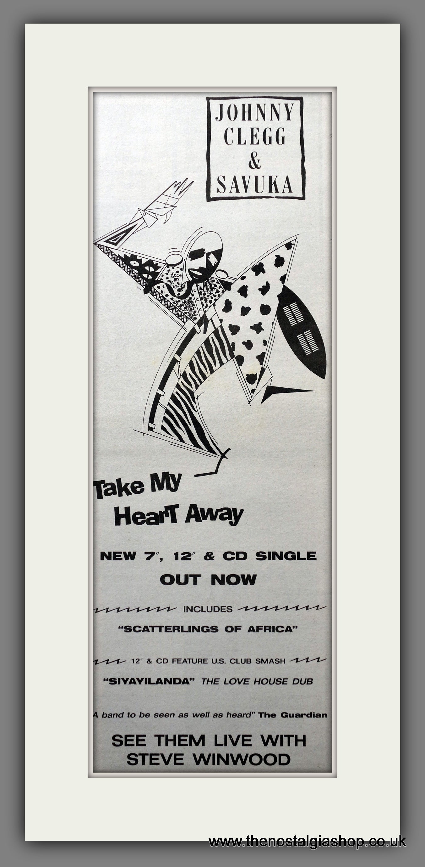 Johnny Clegg & Savuka Take My Heart Away.  Original Advert 1988 (ref AD200663)