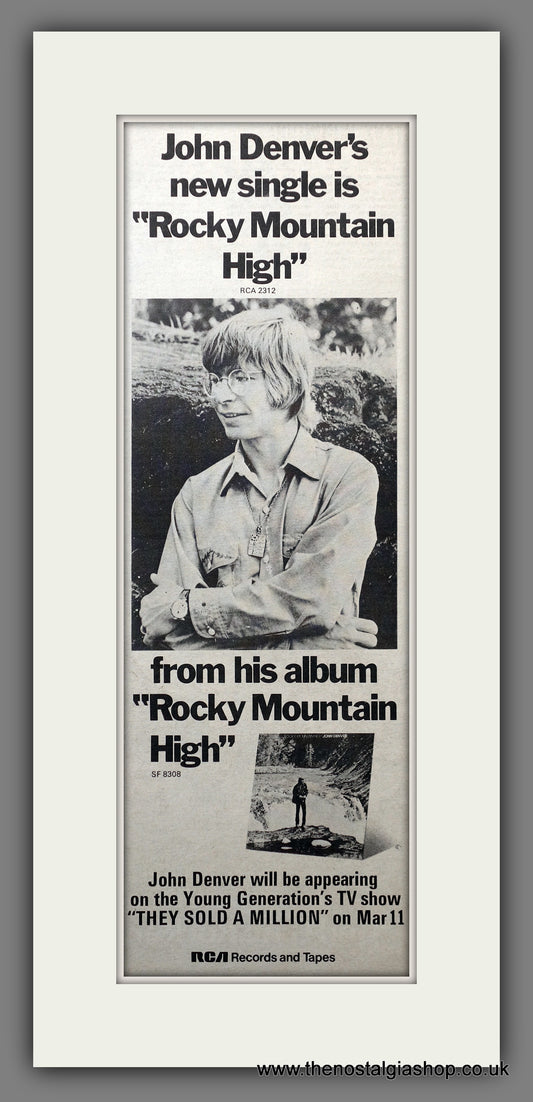 John Denver Rocky Mountain High.  Original Advert 1973 (ref AD200665)