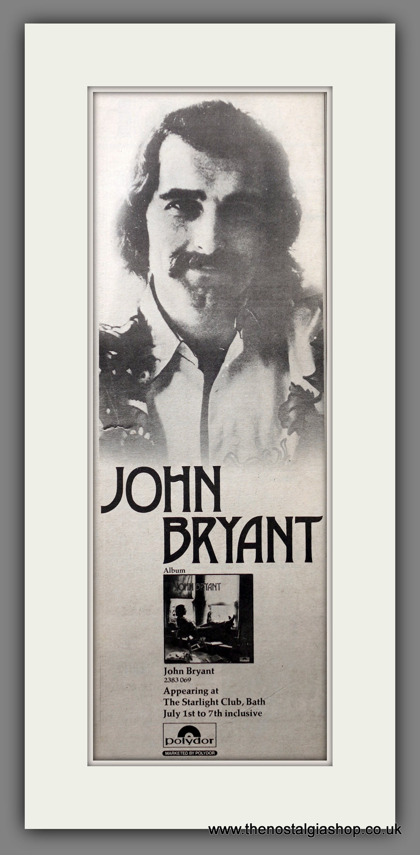 John Bryant Album.  Original Advert 1973 (ref AD200671)