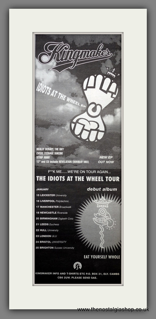 Kingmaker The Idiots At The Wheel Tour. Original Advert 1992 (ref AD200705)