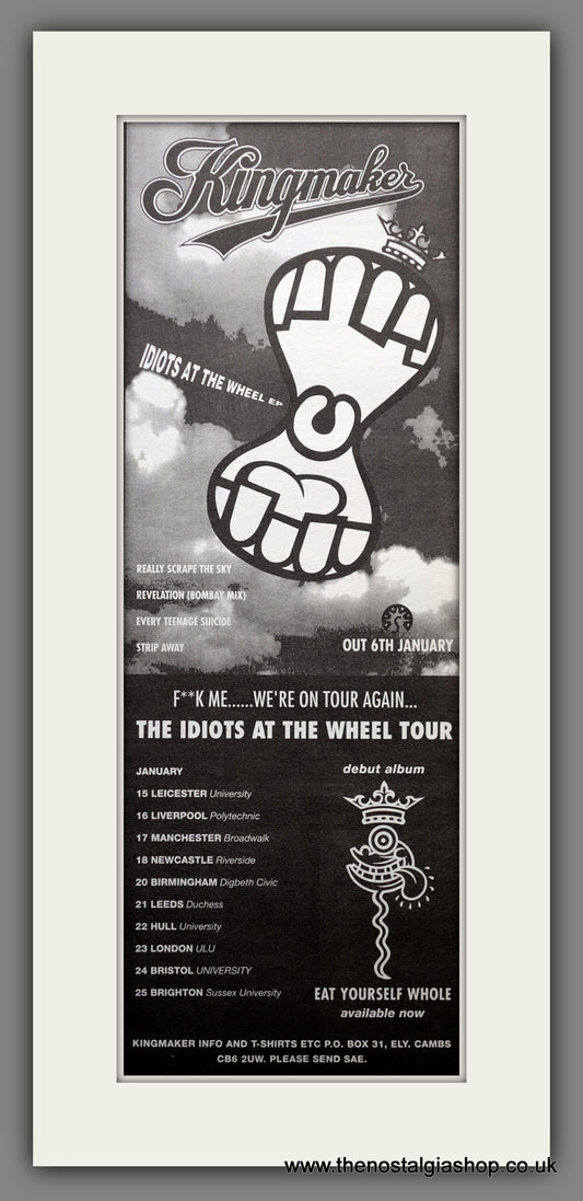 Kingmaker The Idiots At The Wheel Tour. Original Advert 1992 (ref AD200706)