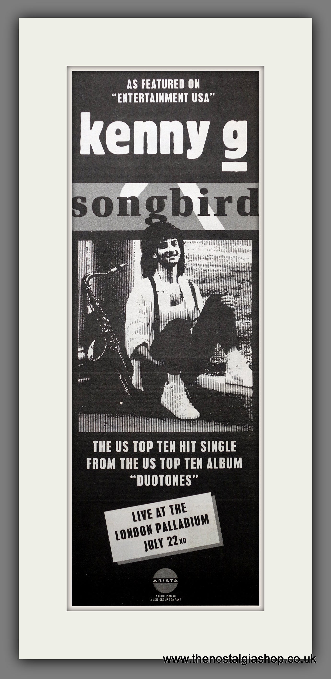 Kenny G Songbird. Original Advert 1987 (ref AD200726)