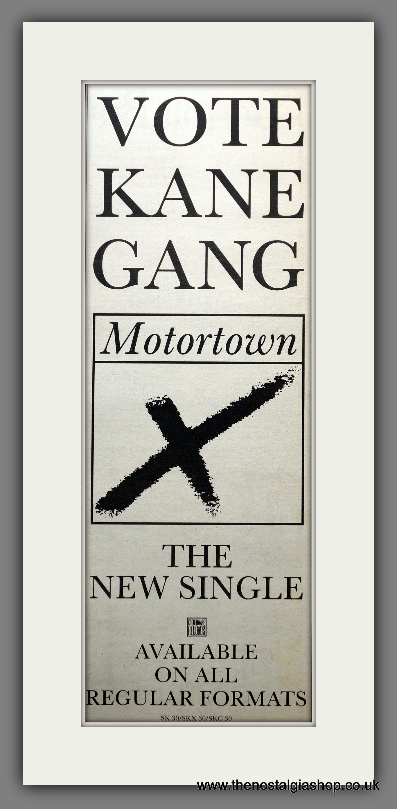 Kane Gang Motortown. Original Advert 1987 (ref AD200729)